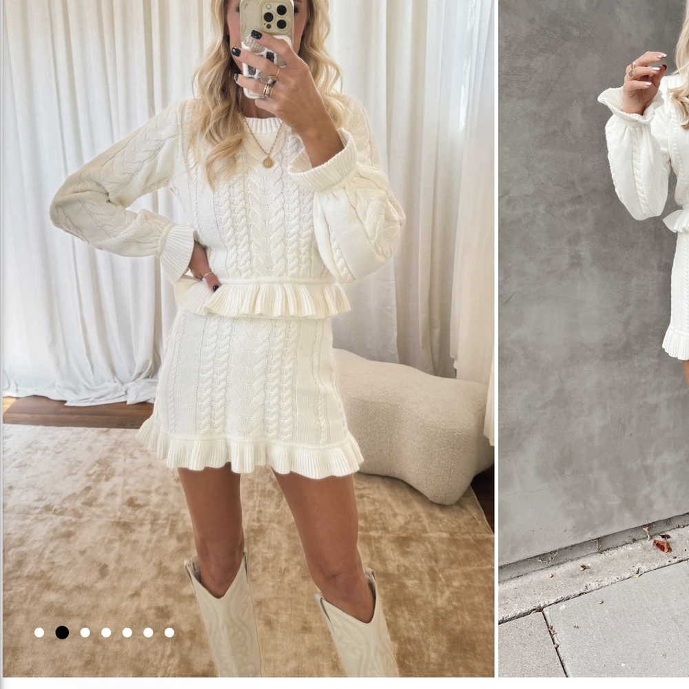 Show Me Your MuMu Ivory Cable Knit Sweater Dress Romper
